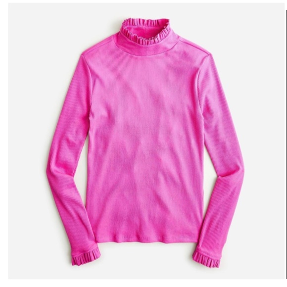 J.Crew Vintage rib ruffle mockneck T-shirt - Picture 1 of 3